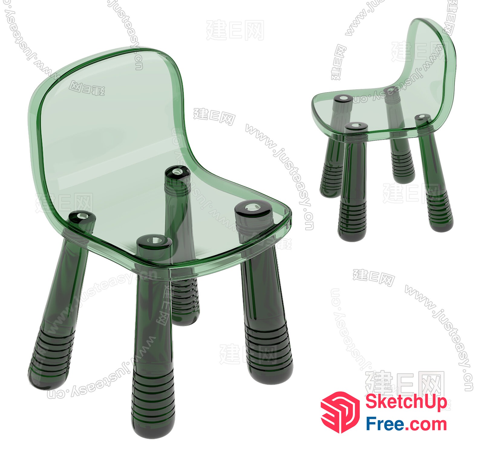 Transparent Glass Chair With Black Accents 3D SketchUp File