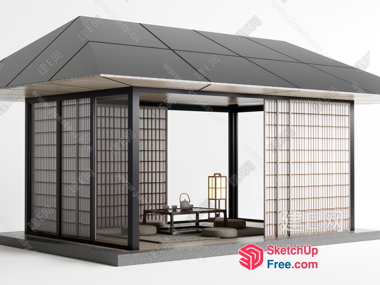 Traditional Japanese-Inspired Tea Room 3D SketchUp File