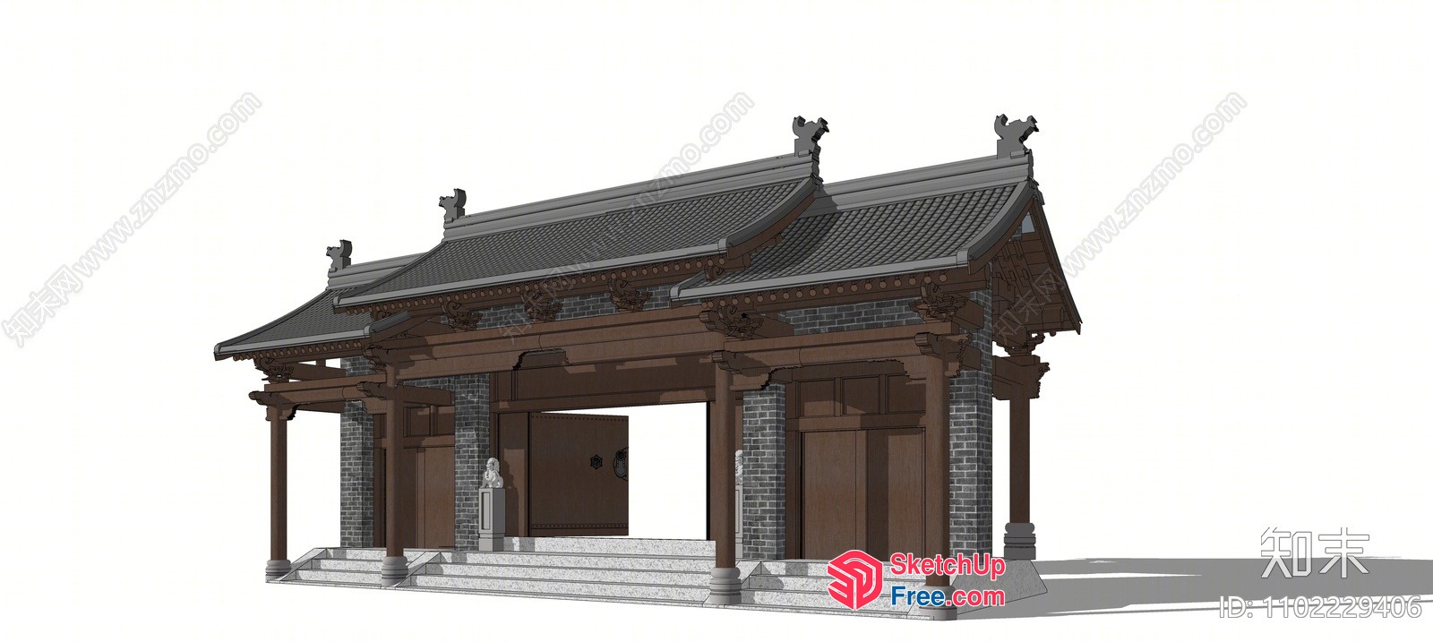 Traditional Chinese Temple Building 3D SketchUp File