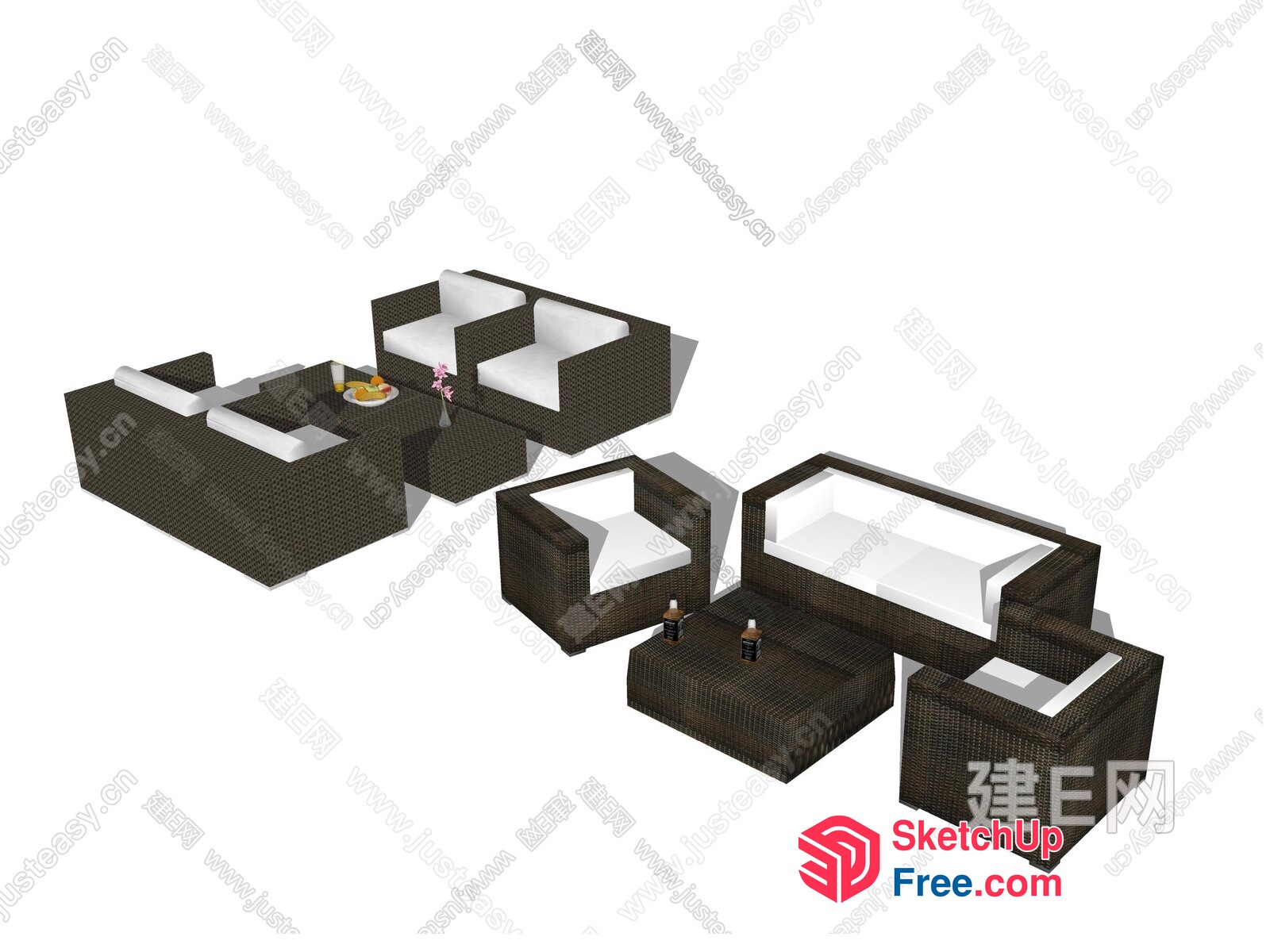 Modern Rattan Outdoor Furniture Set 3D SketchUp File