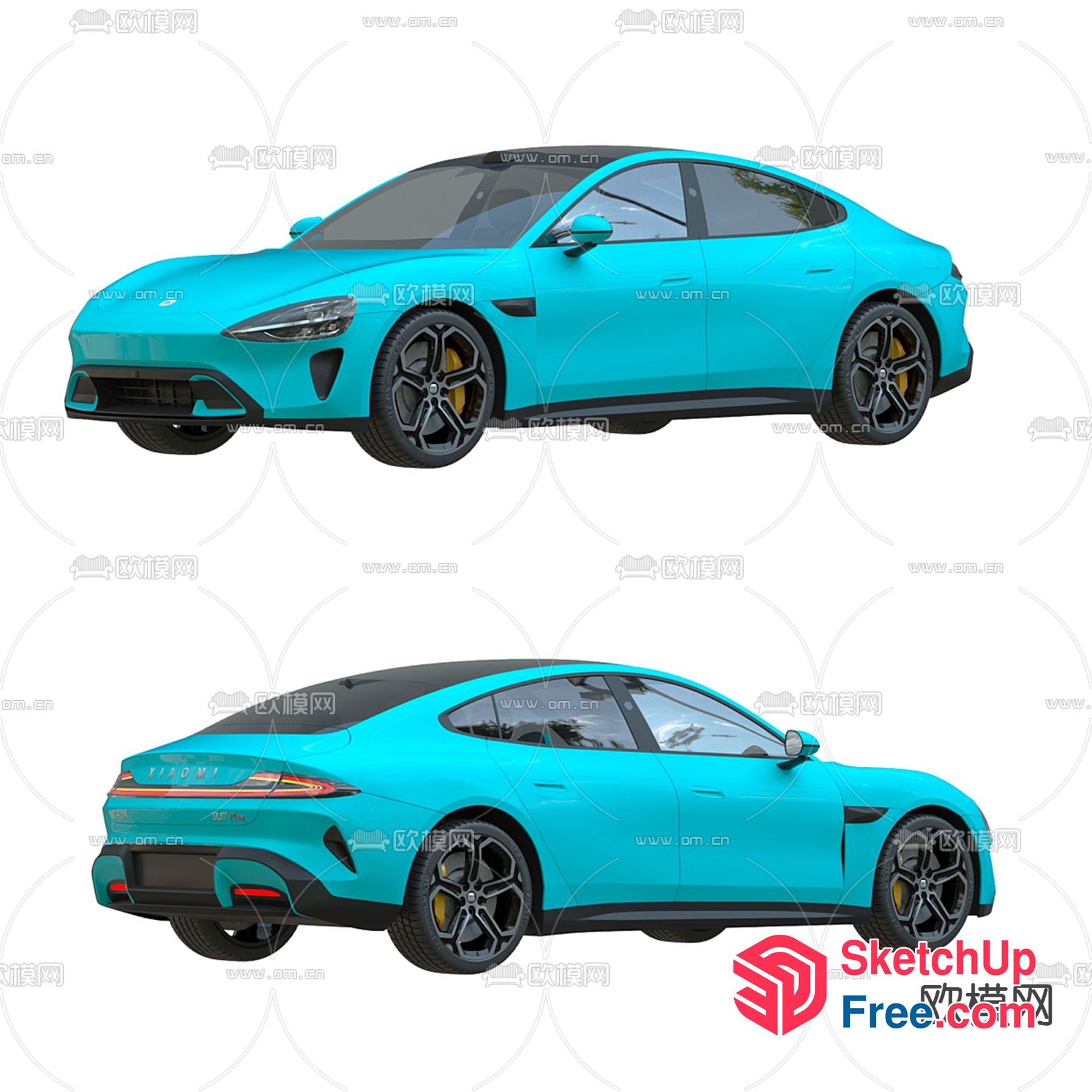 Electric Blue Luxury Car Model 3D SketchUp File