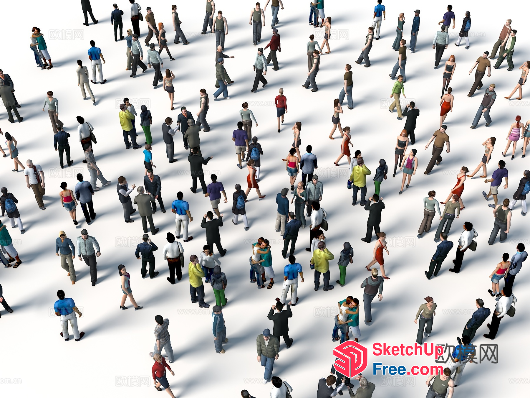 Crowd Of People Standing And Walking 3D SketchUp File