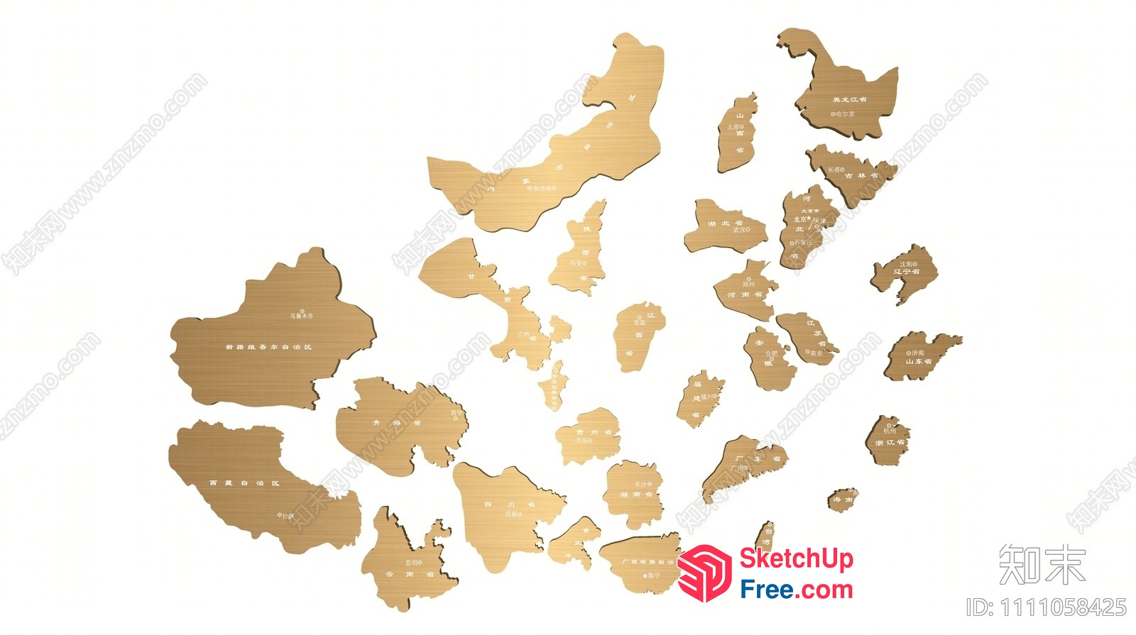 Asian Country Map Illustration 3D SketchUp File