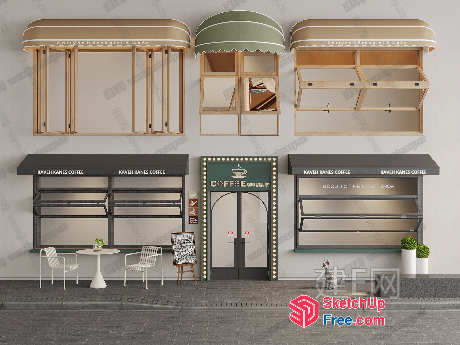 Exterior Design For Coffee Shop And Cafe 3D SketchUp File