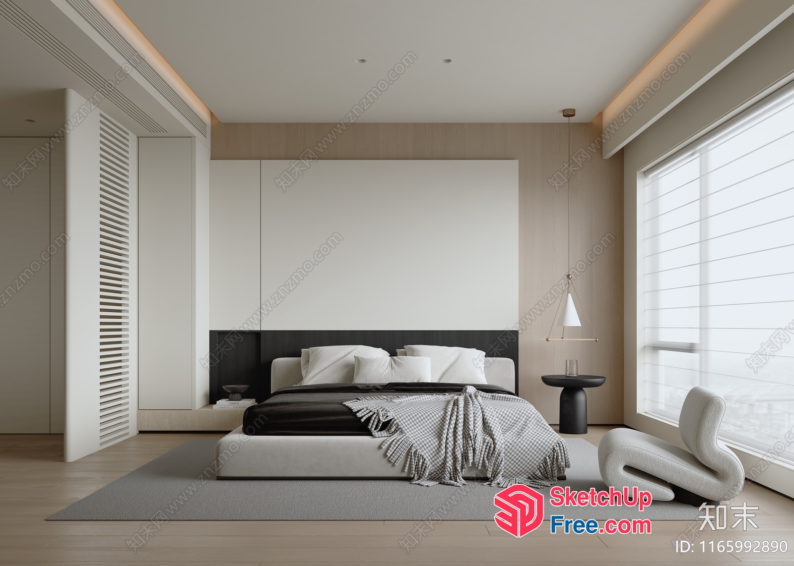Minimalist Style Bedroom With Modern Furniture And Decor 3D SketchUp File