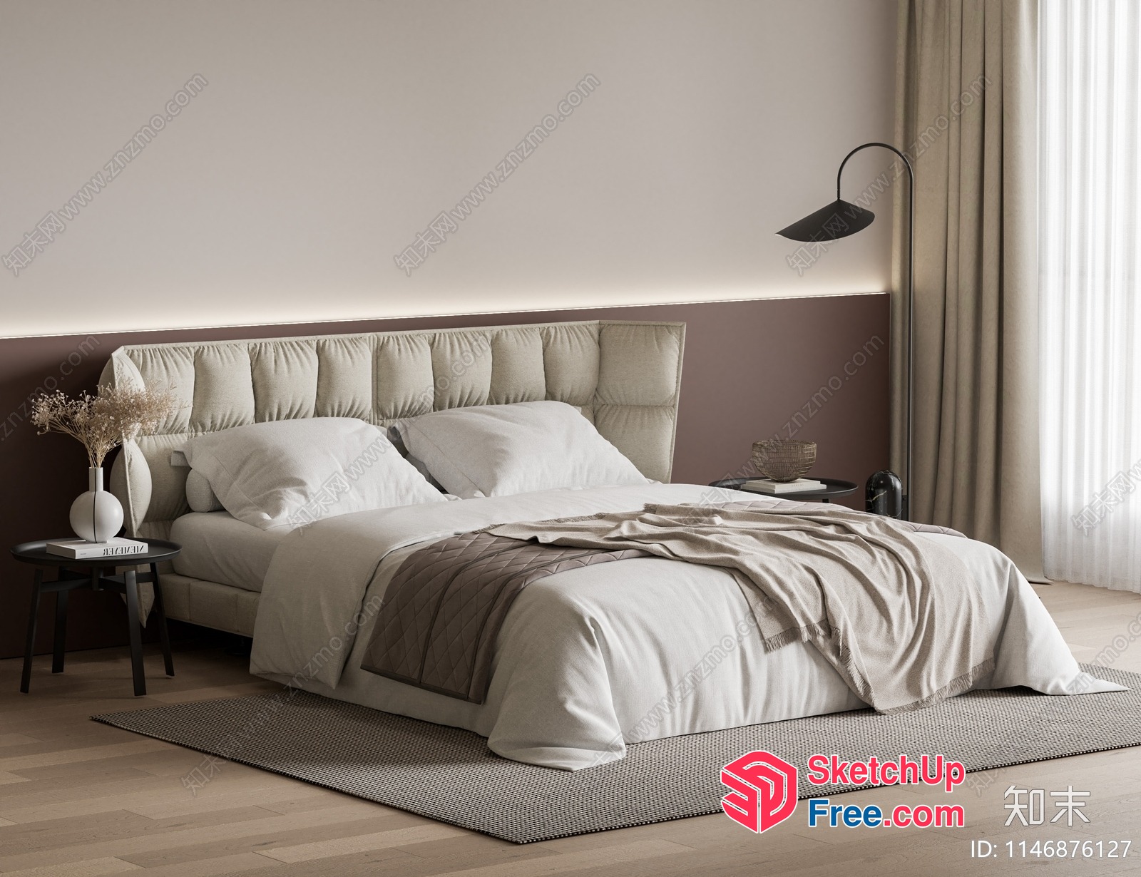 Modern Minimalist Bedroom With Neutral Tones And Clean Lines 3D SketchUp File