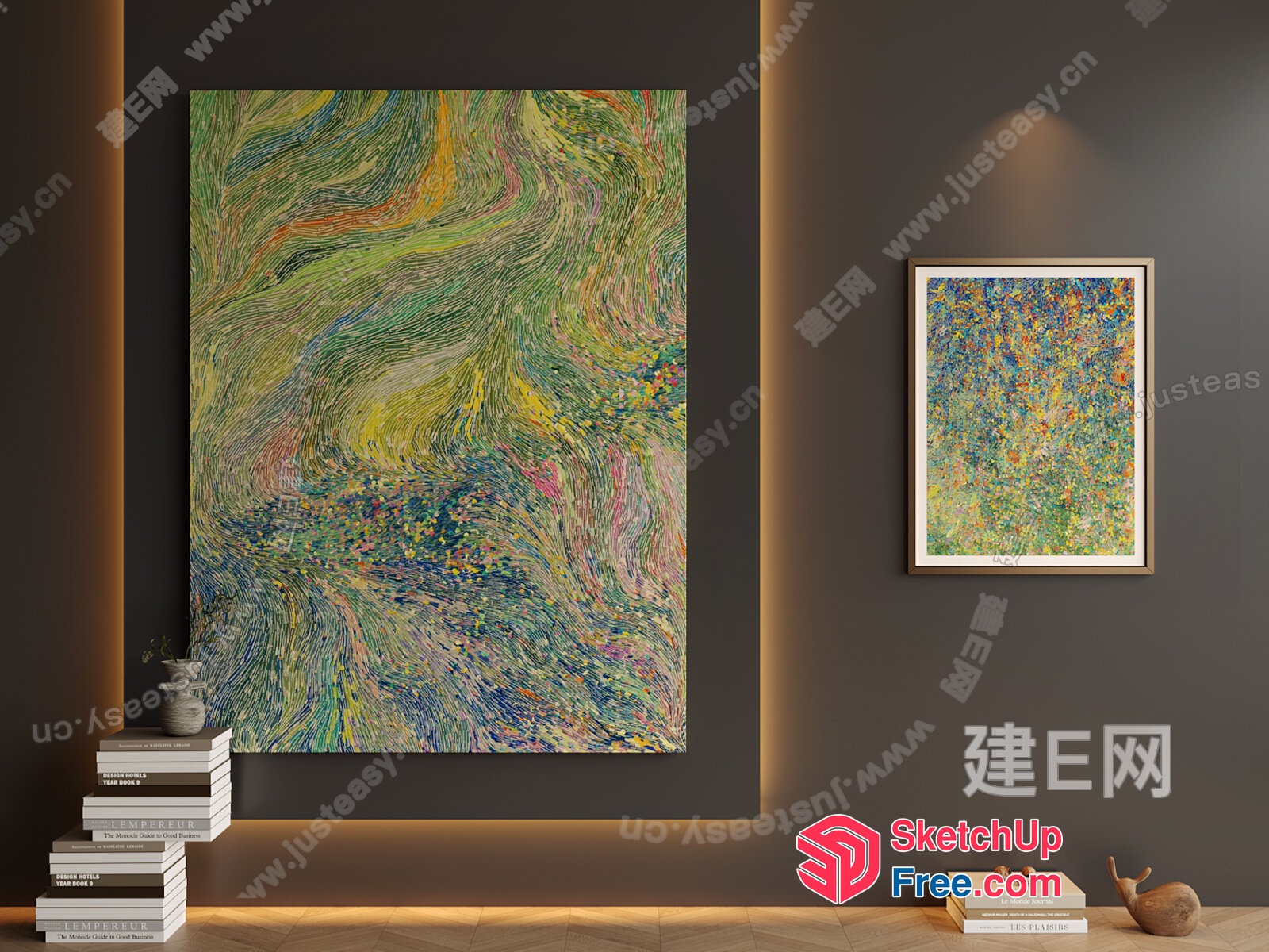 Abstract Artwork Displayed In A Modern Living Room 3D SketchUp File