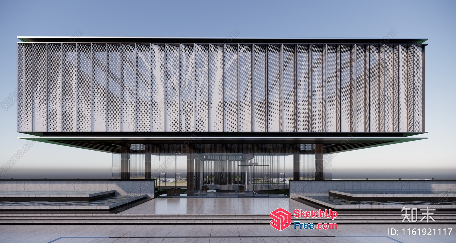 Modern Glass Curtain Wall Building 3D SketchUp File