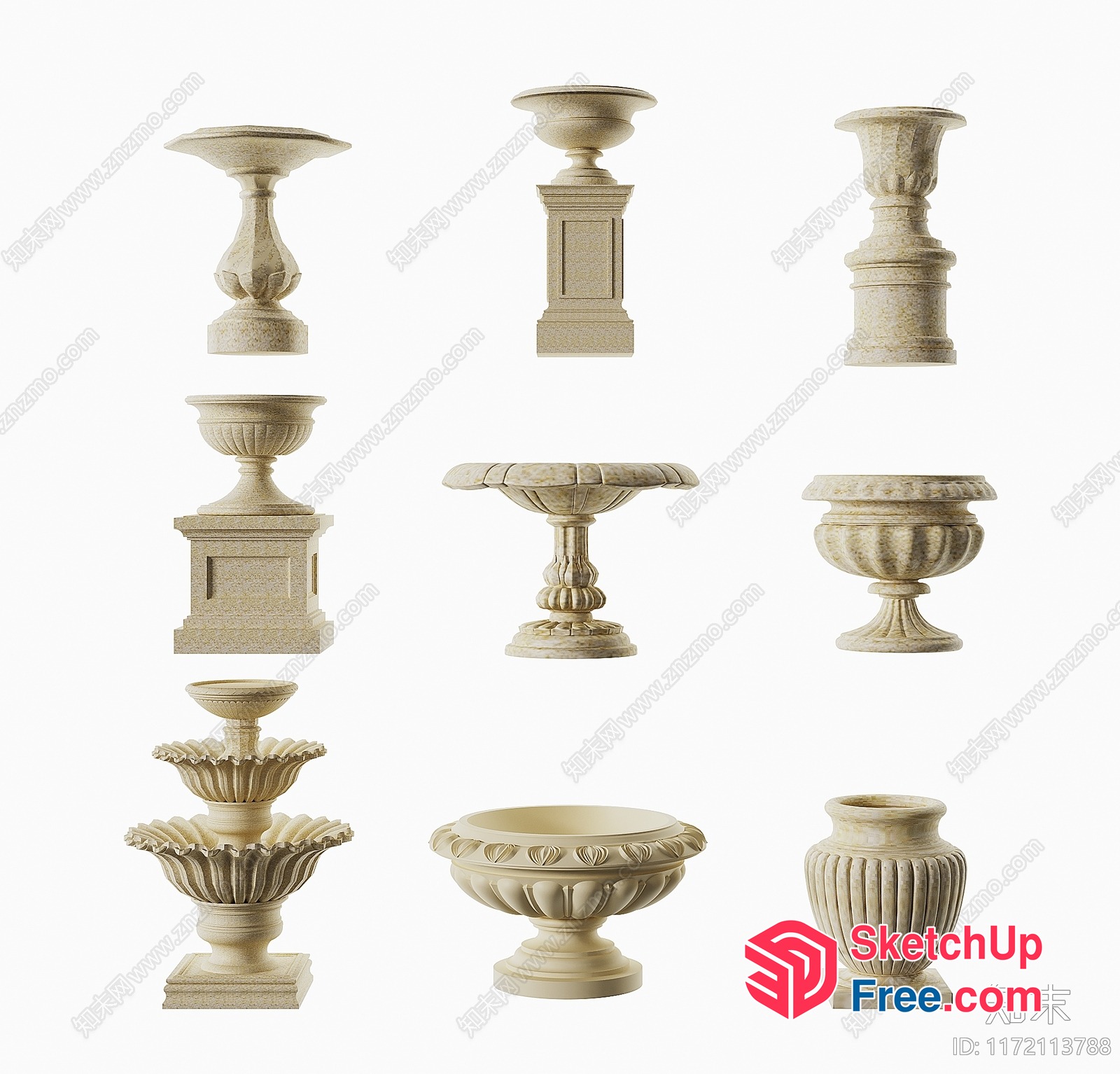 Classic Ornate Vase Collection 3D SketchUp File