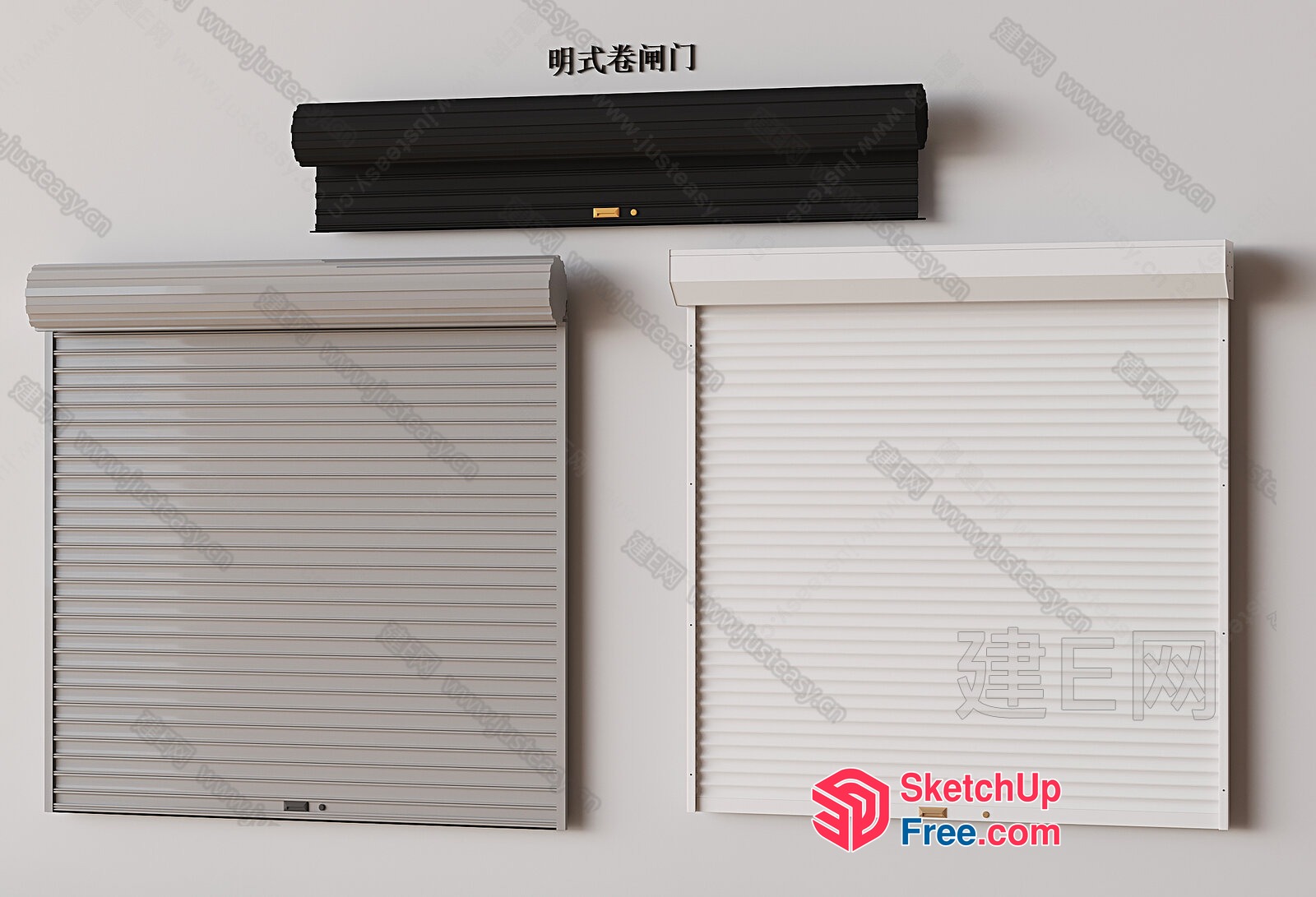 White And Gray Blinds With Black Header 3D SketchUp File