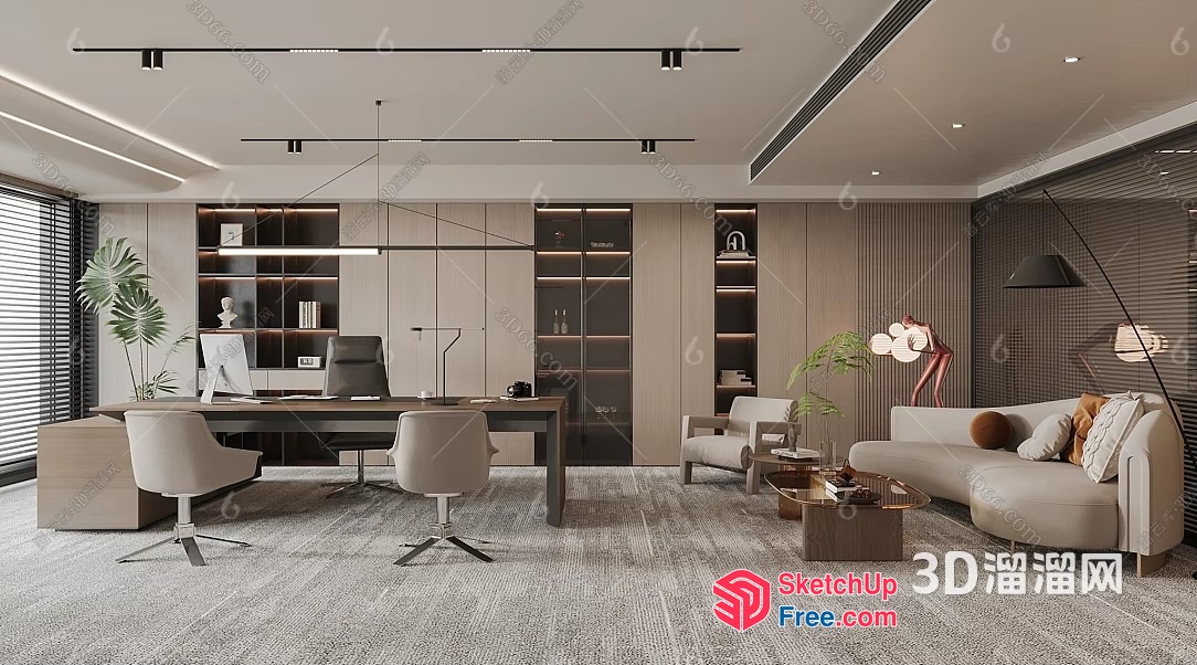 Modern Office Space With Sleek Furniture And Minimalist Decor 3D SketchUp File
