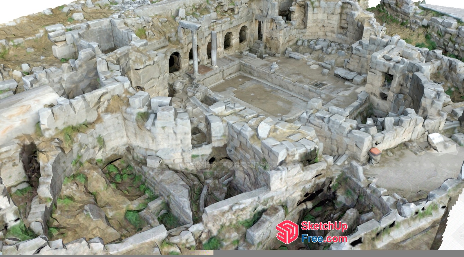 Ancient Ruins Of A Grand Building 3D SketchUp File