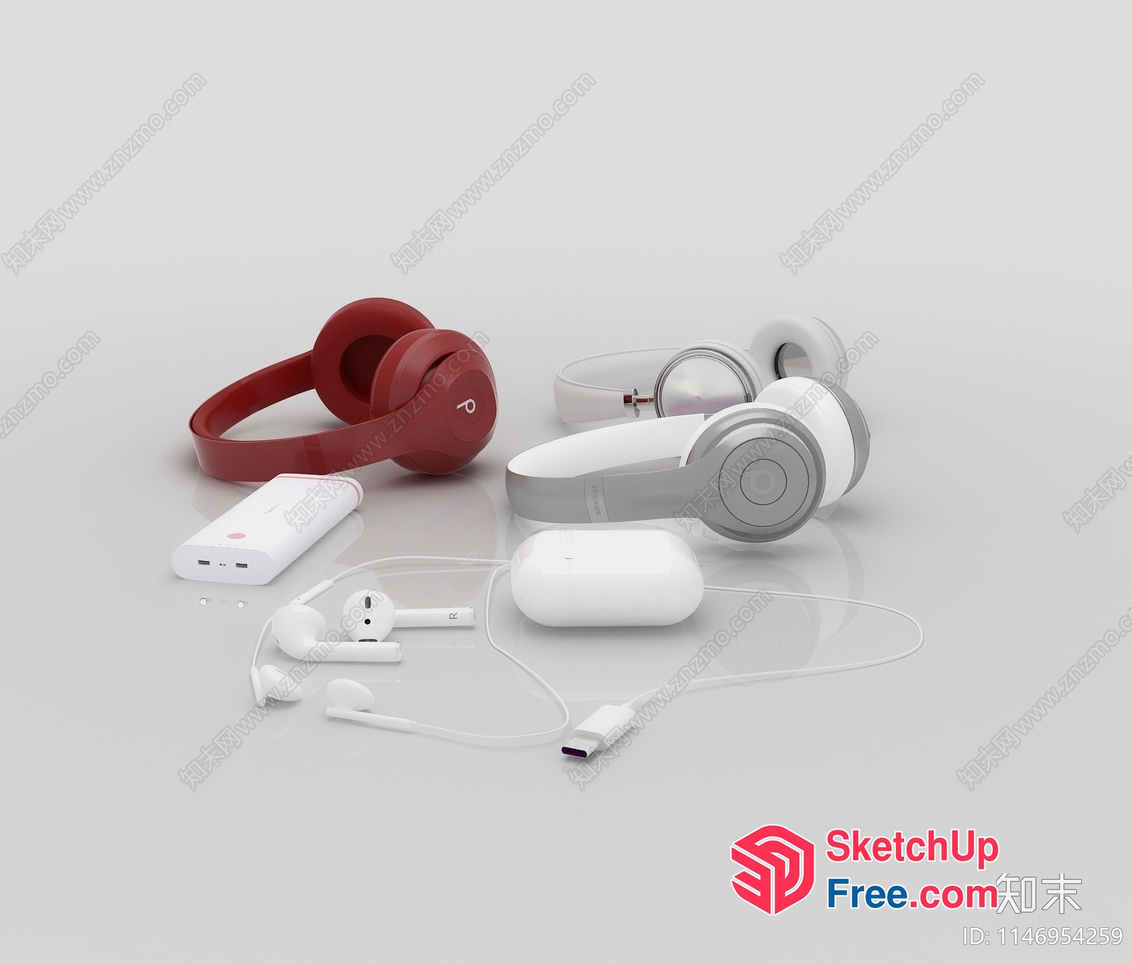 Wireless Headphones And Accessories 3D SketchUp File