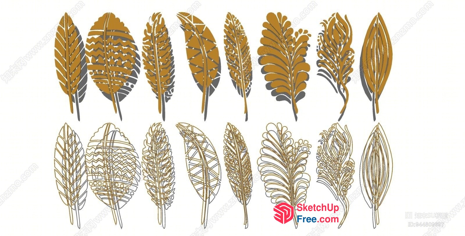 Elegant Gold Leaf Decorations 3D SketchUp File