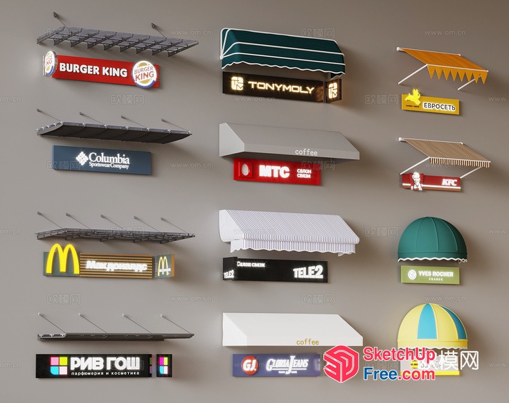 3D Signage And Awning Collection 3D SketchUp File