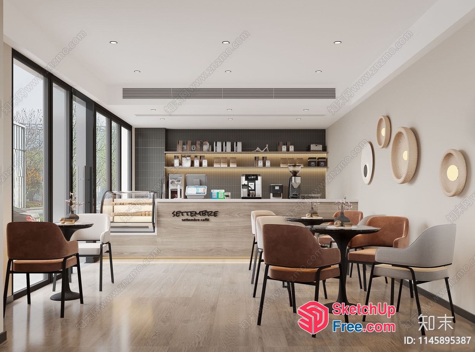 Modern Minimalist Coffee Shop Interior 3D SketchUp File