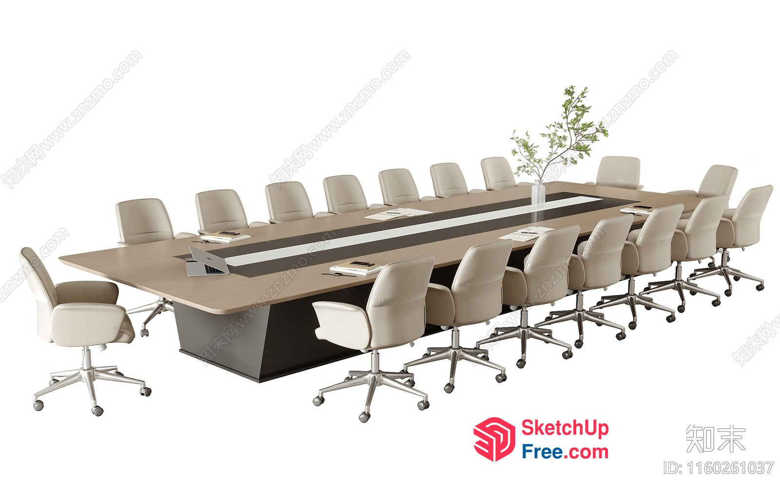 Long Rectangular Table And Chairs In A Modern Style 3D SketchUp File