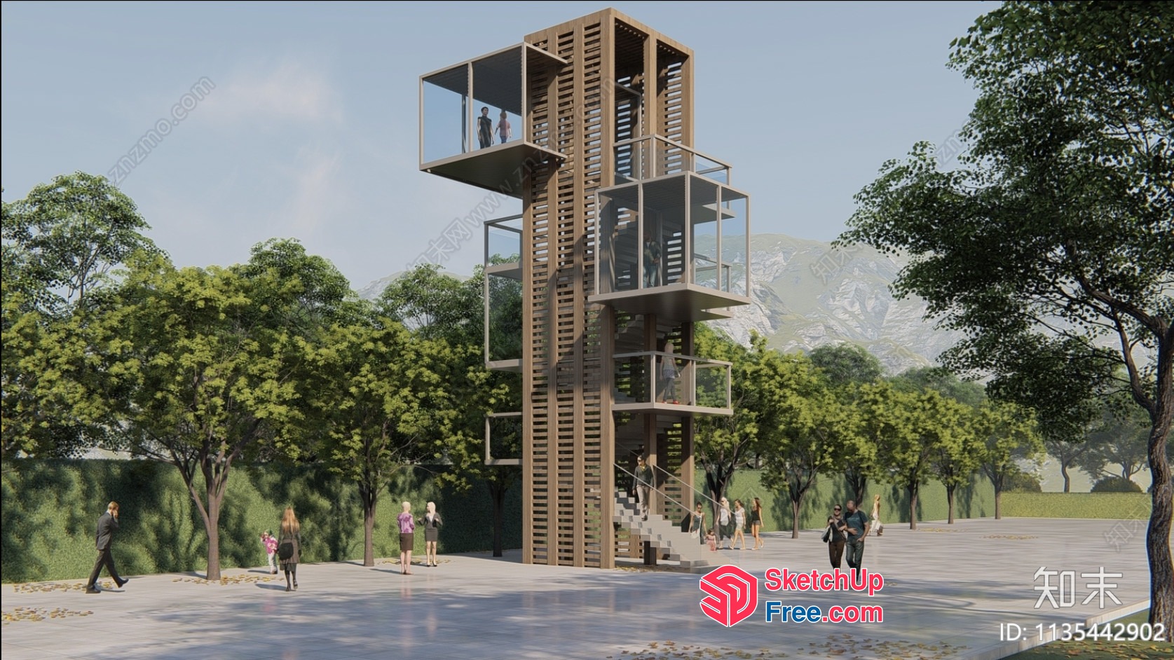 Modern Stairway And Observation Deck 3D SketchUp File