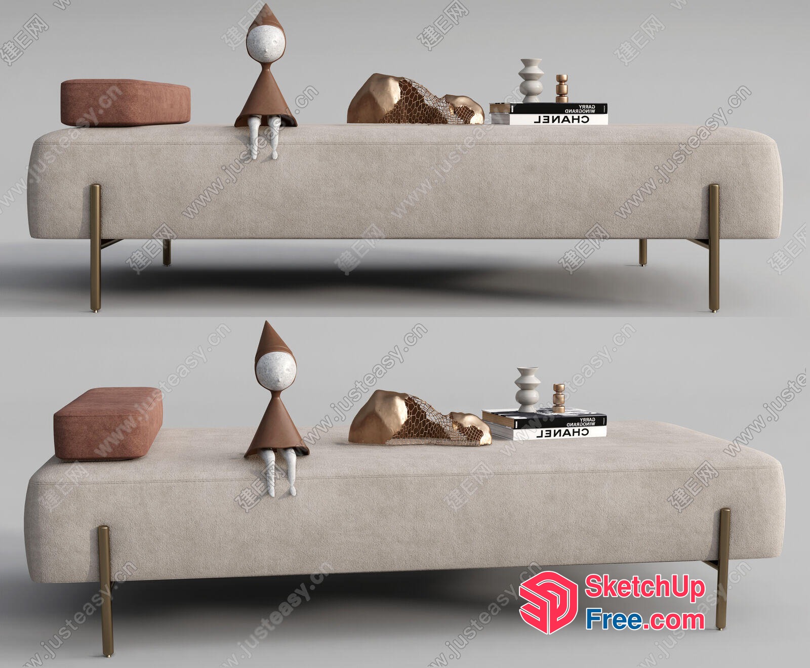 Modern Minimalist Japanese Style Living Room Furniture 3D SketchUp File