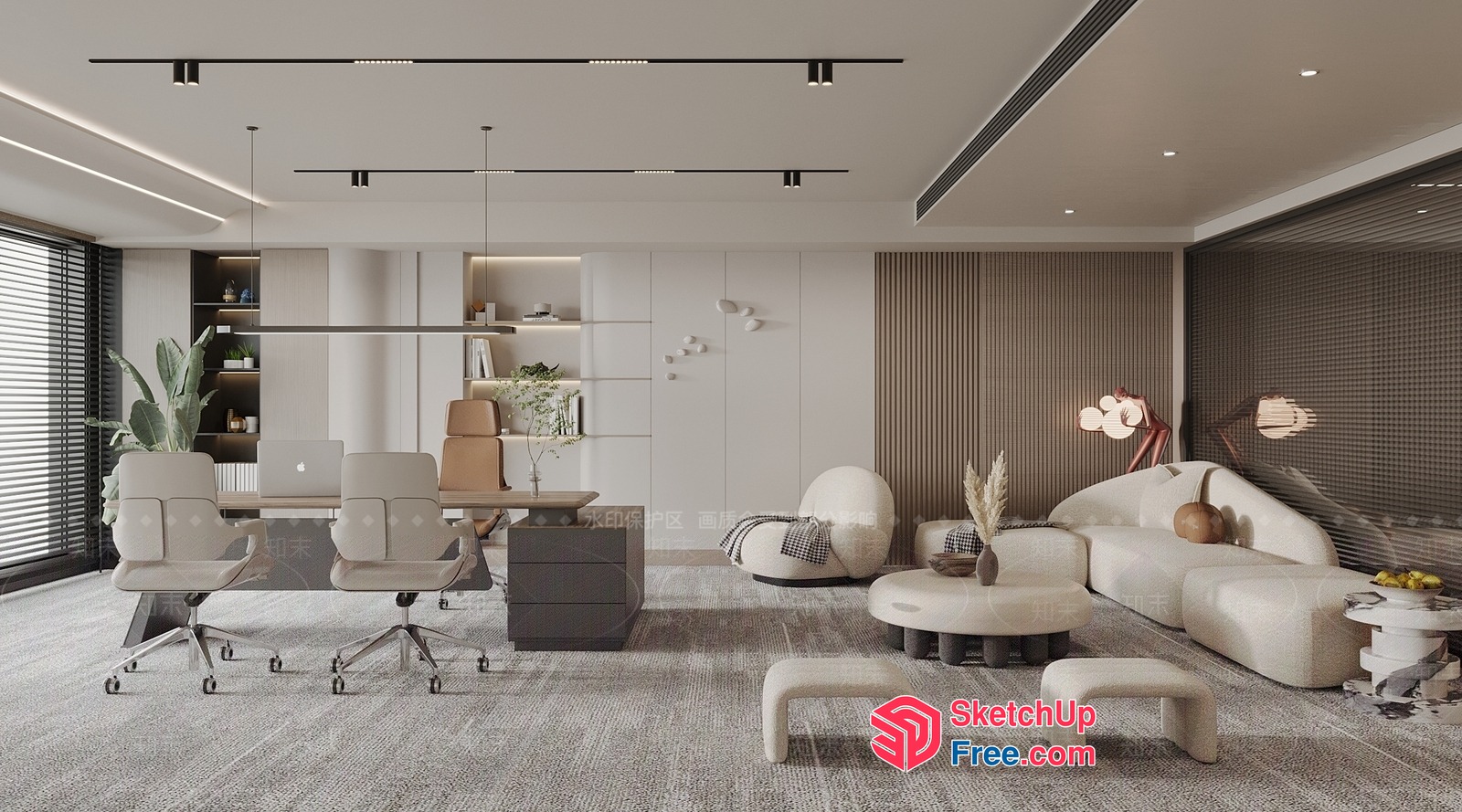 Minimalist Scandinavian Office Interior Design 3D SketchUp File