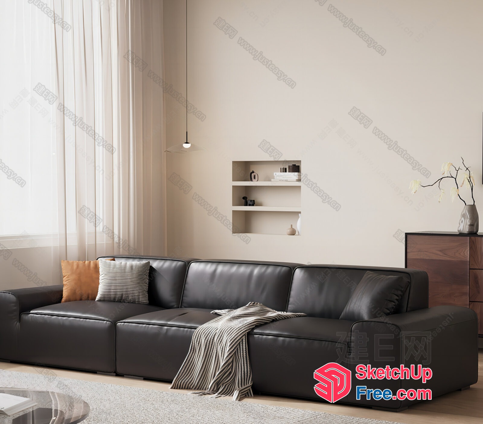 Elegant Living Room With Modern Furniture And Neutral Tones 3D SketchUp File