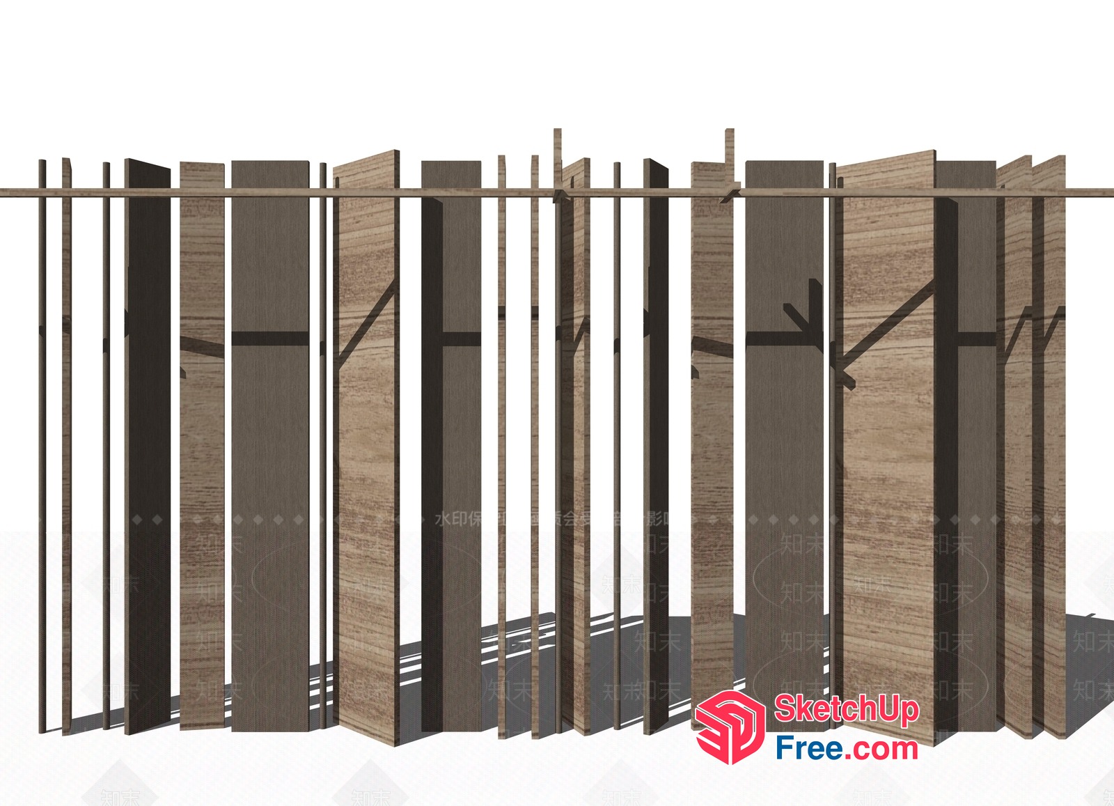 Partition Screen With Vertical Wooden Panels 3D SketchUp File