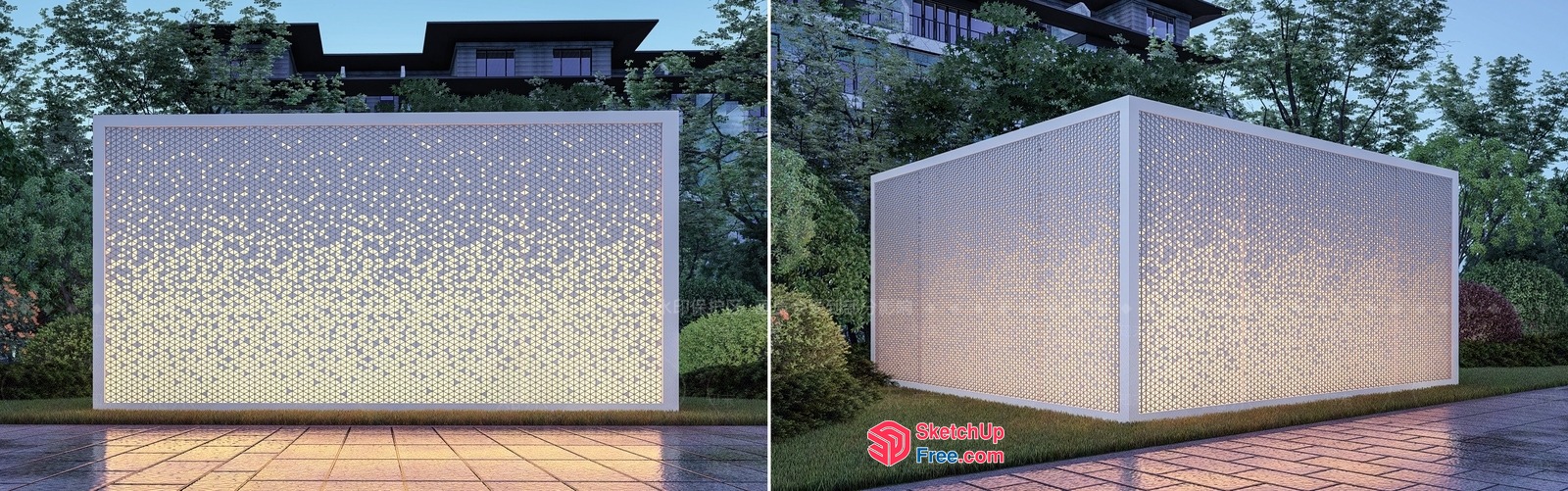 Modern Glass Curtain Wall 3D SketchUp File