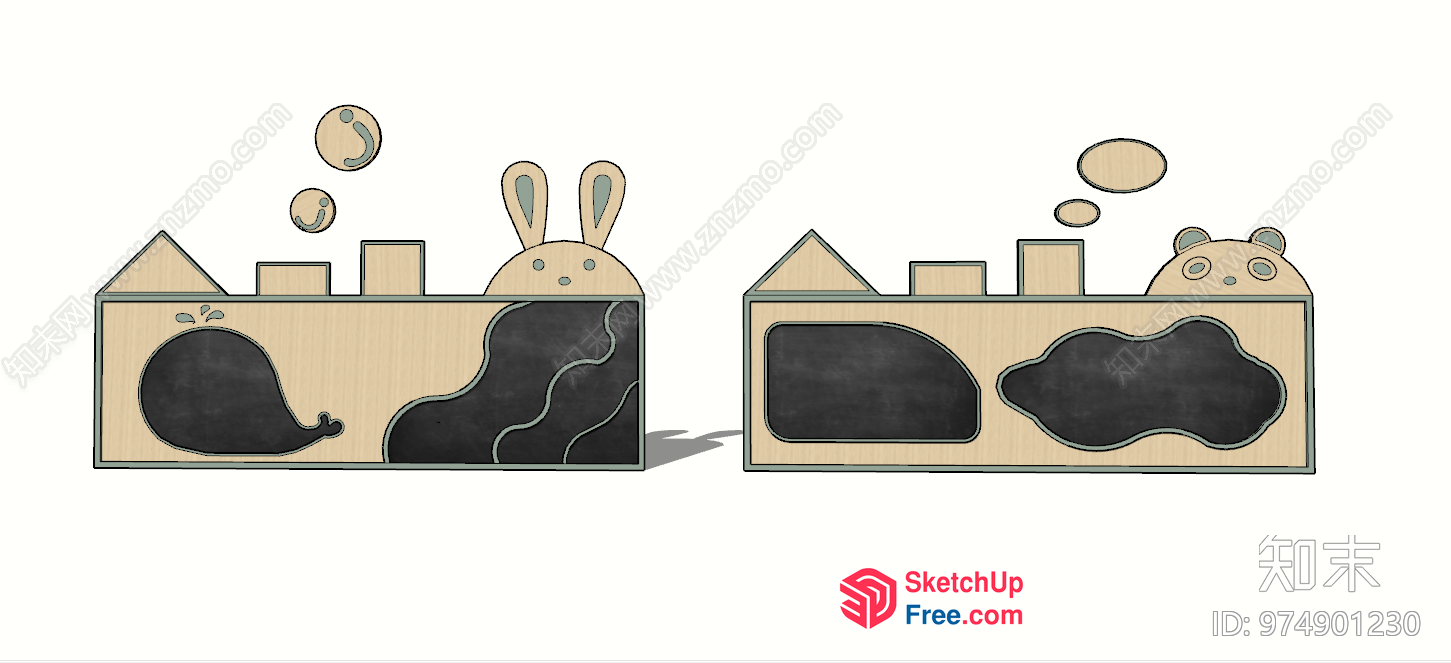 Animal And Character Decorated Building Blocks 3D SketchUp File