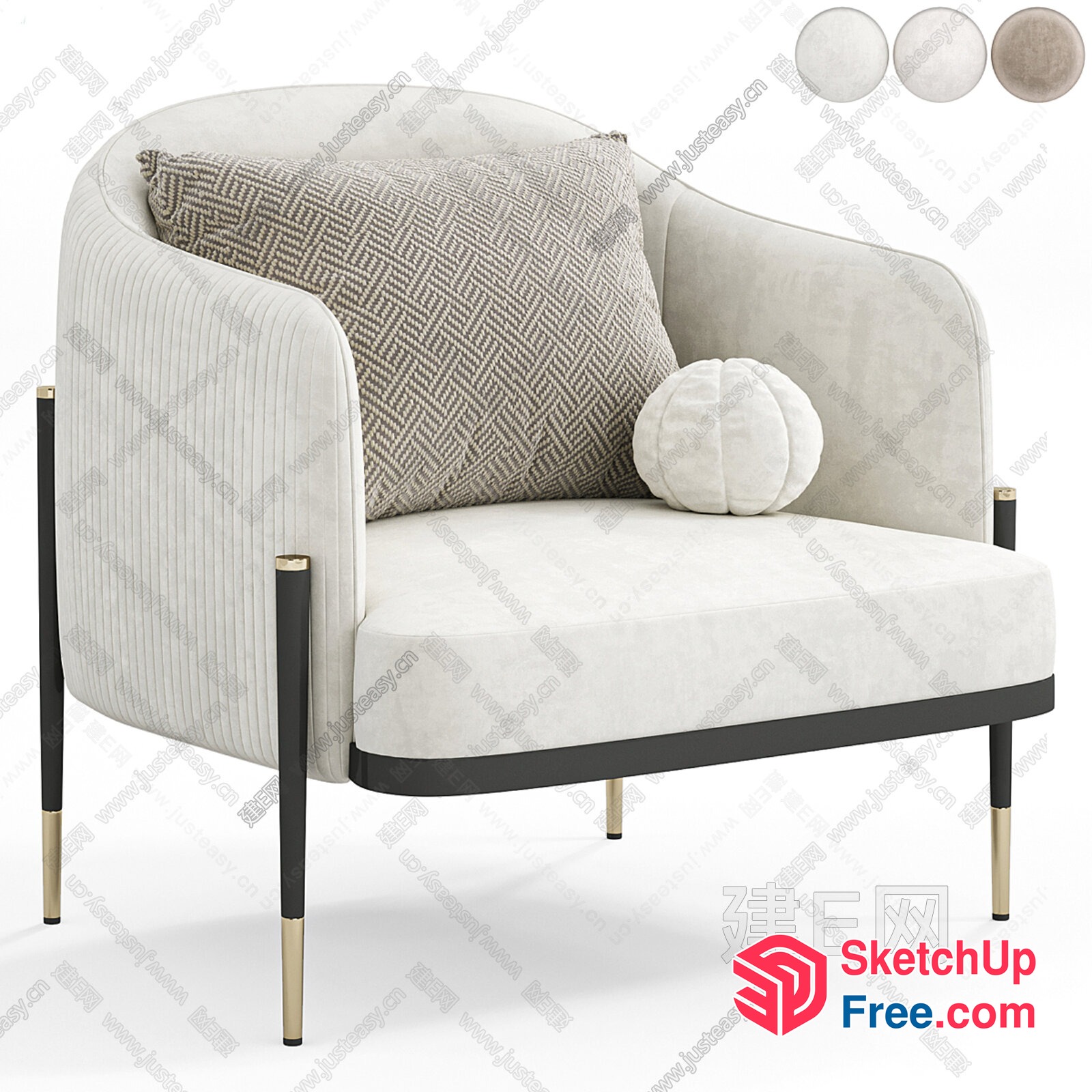 Elegant Cream And Black Accent Chair 3D SketchUp File