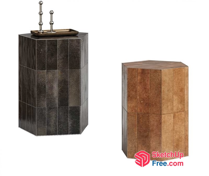 Modern Pillar Furniture Pieces With Decorative Accents 3D SketchUp File