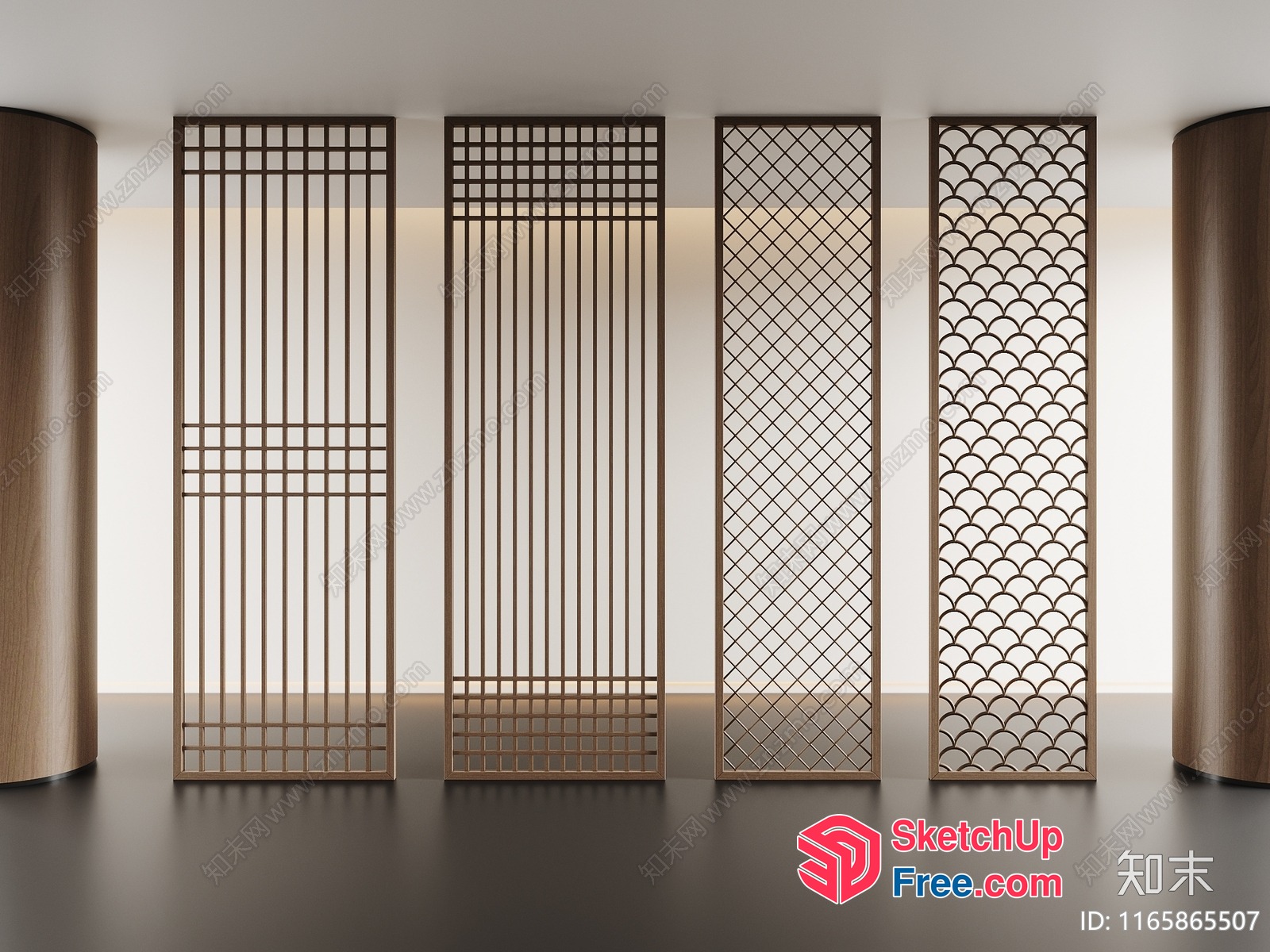 Modern Partition Screen Designs In A Neutral Interior 3D SketchUp File