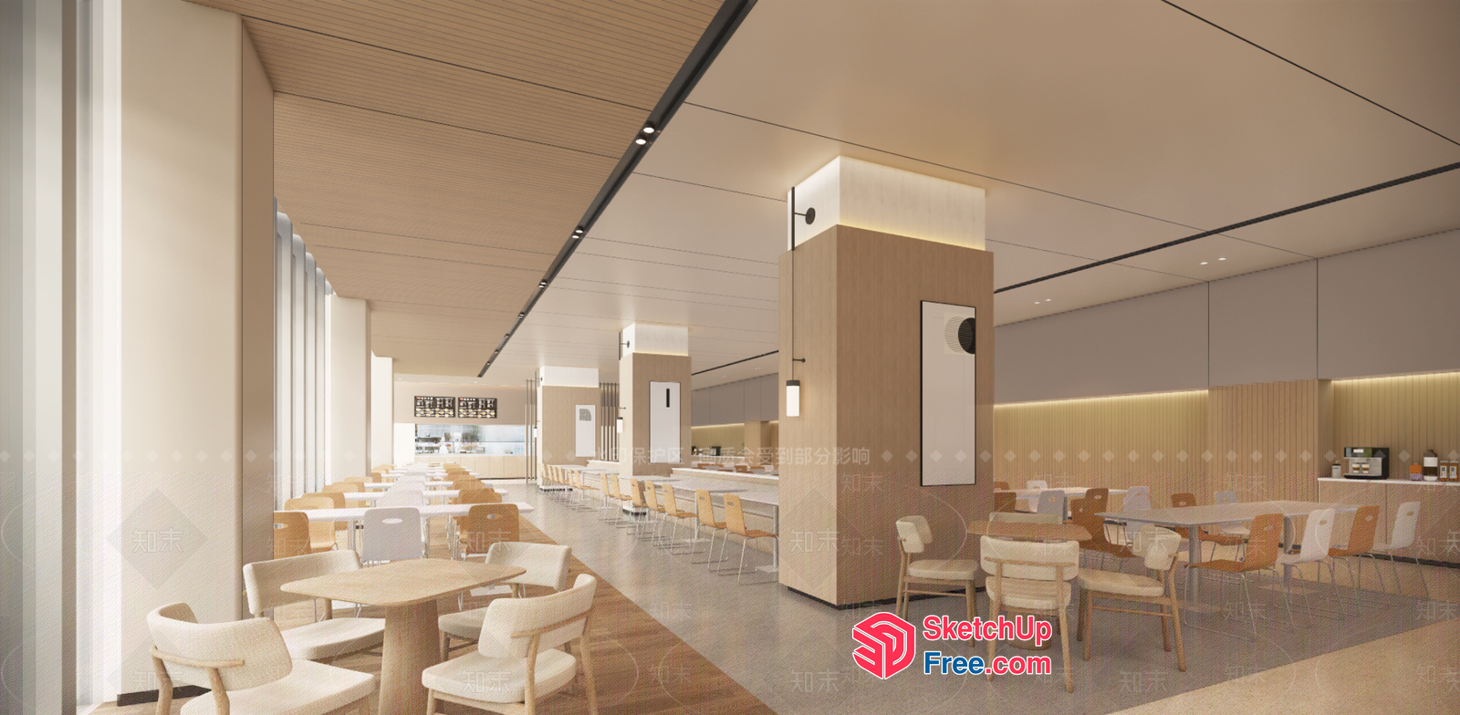Modern Minimalist Cafe Interior 3D SketchUp File