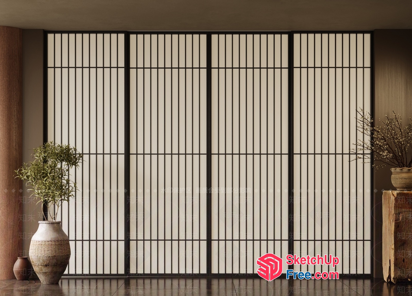 Elegant Partition Screen With Classic Moulding 3D SketchUp File