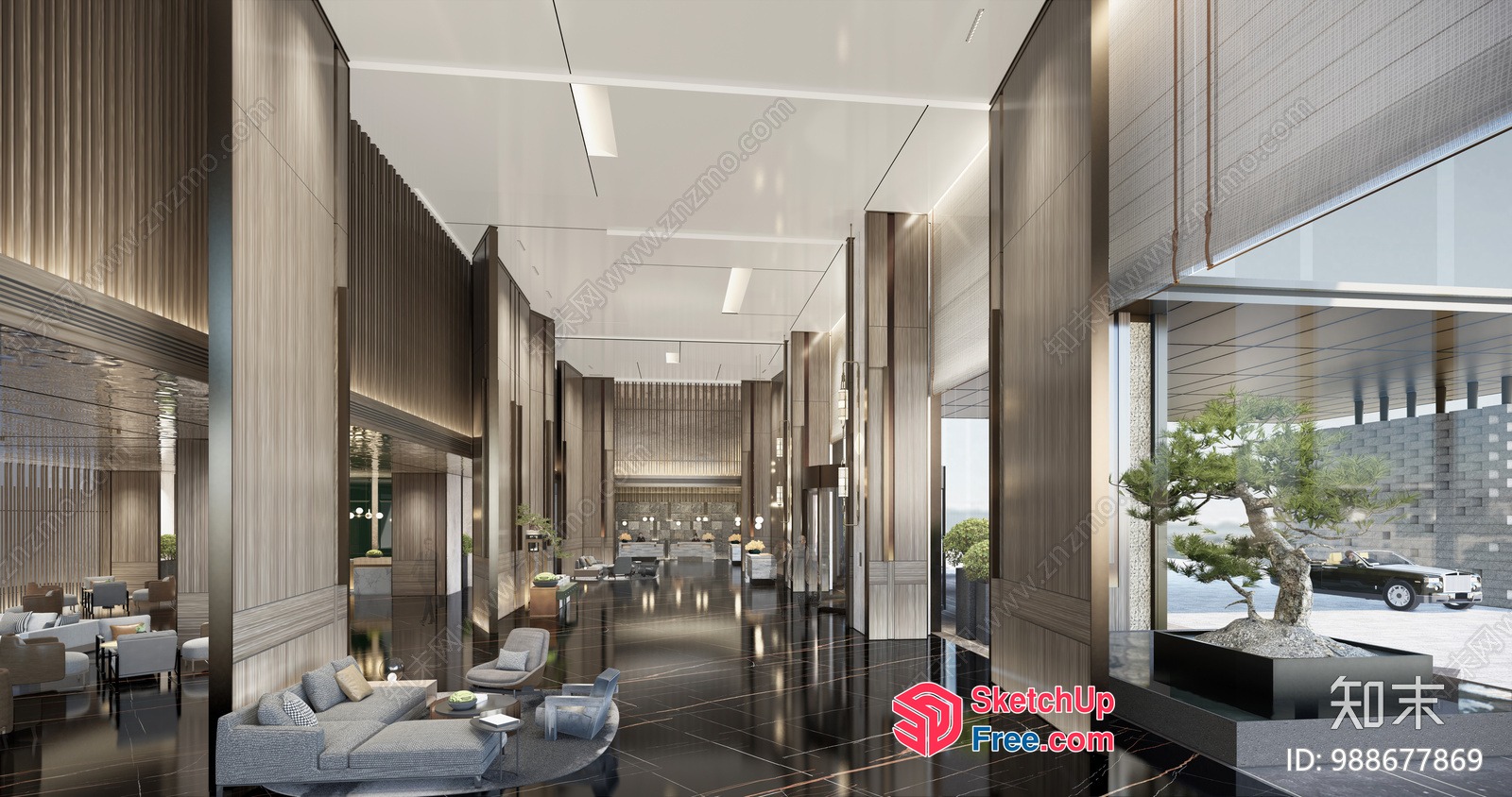 Modern Office Lobby With Sleek Architecture And Elegant Decor 3D SketchUp File