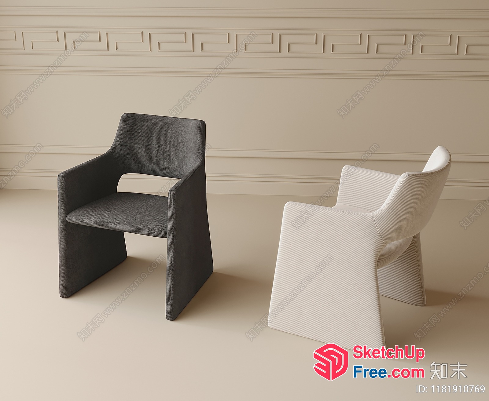 Minimalist Chairs With Clean Lines And Neutral Colors 3D SketchUp File