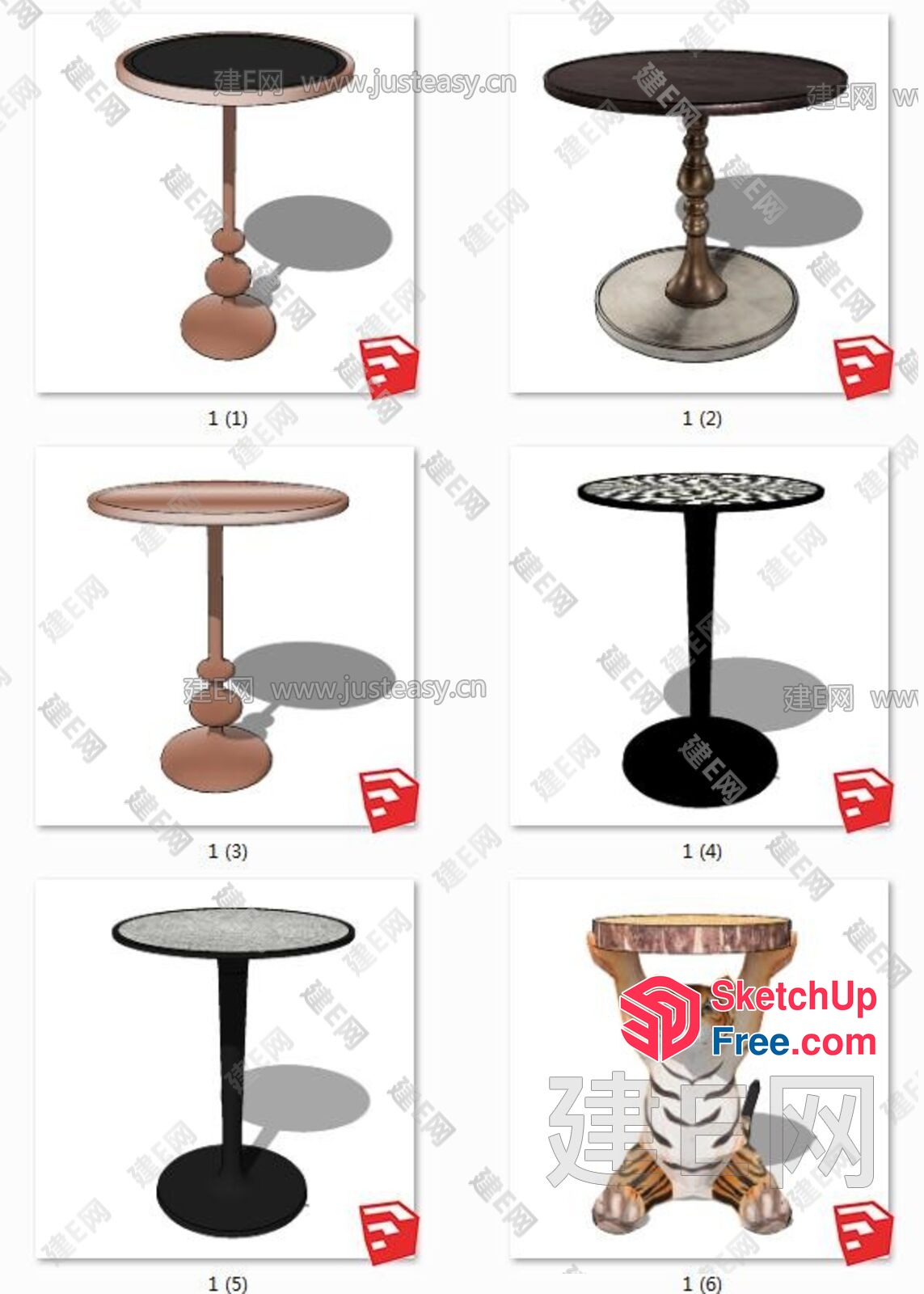 Round Side Tables In Various Styles 3D SketchUp File