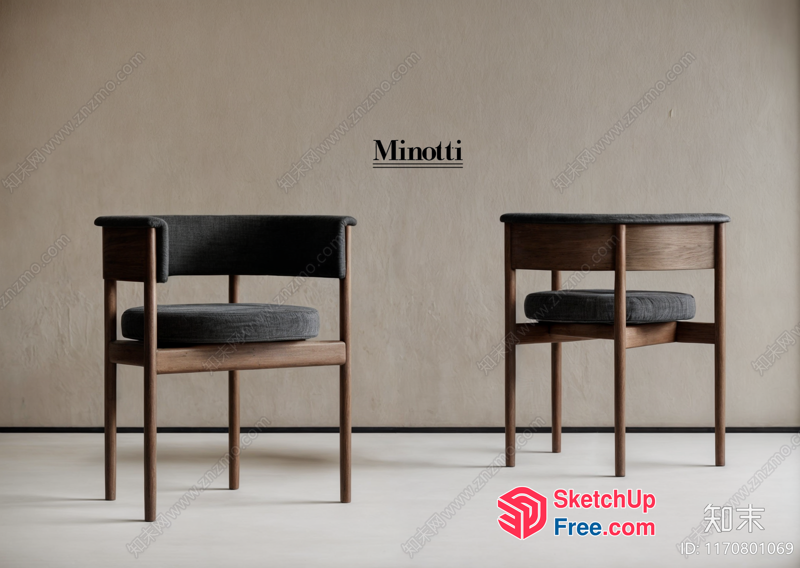 Modern Minotti Chairs With Grey Cushions 3D SketchUp File