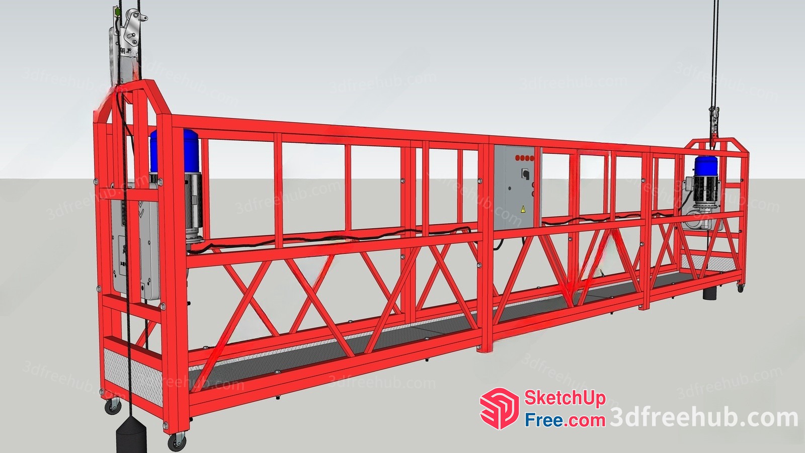 Red Metal Frame Structure With Blue And Gray Accents 3D SketchUp File