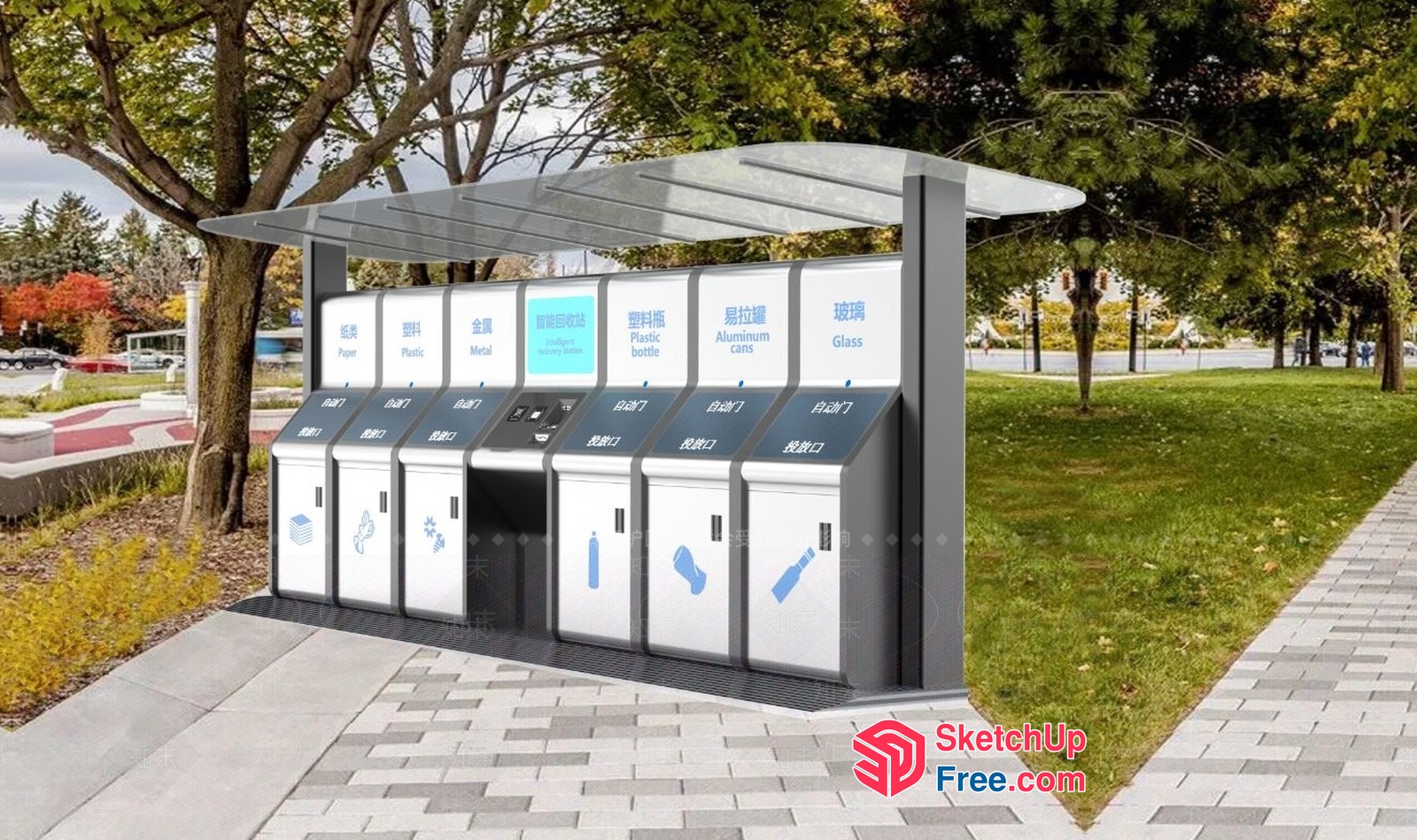 Outdoor Public Recycling Station 3D SketchUp File