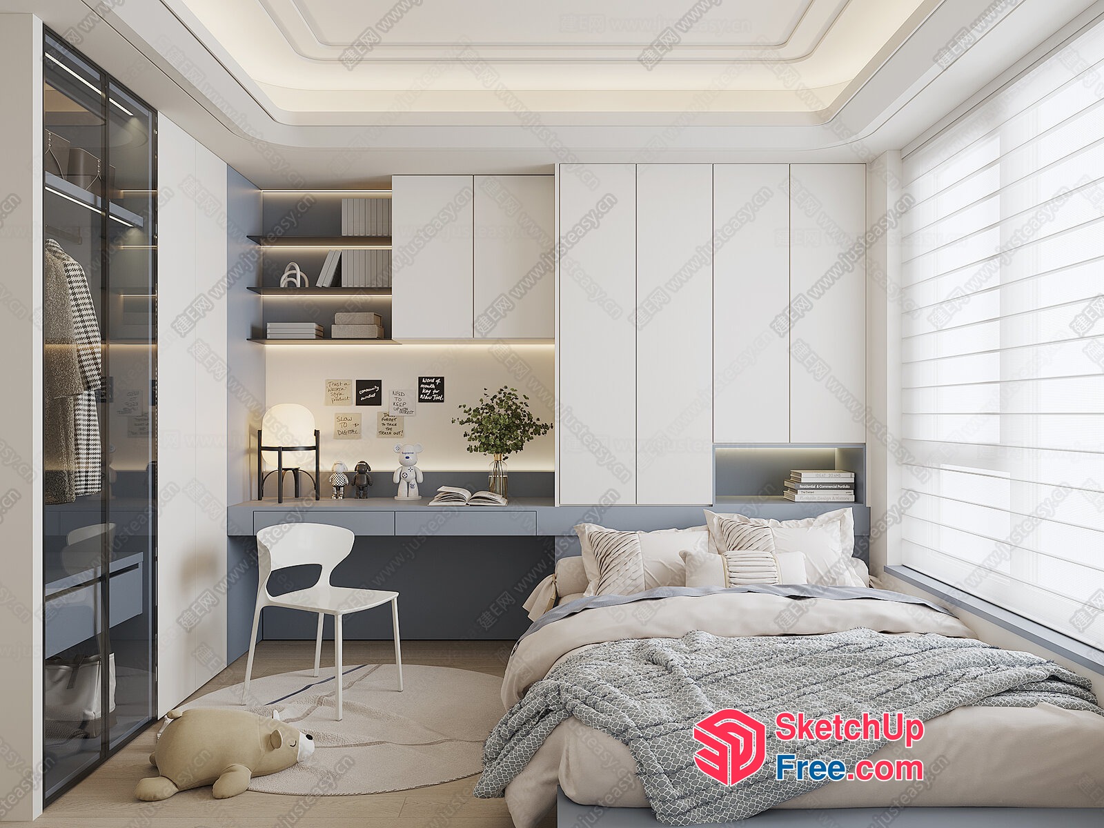 Modern Minimalist Bedroom With Sleek Furniture And Soft Lighting 3D SketchUp File