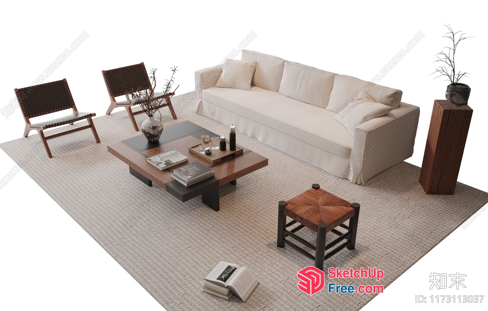 Modern Minimalist Living Room Furniture Set 3D SketchUp File