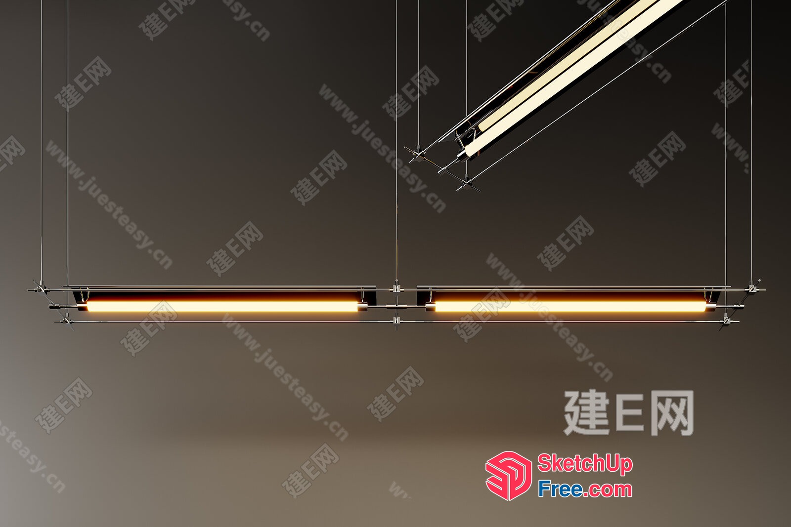 Long Linear Light Fixture With Warm White Glow 3D SketchUp File