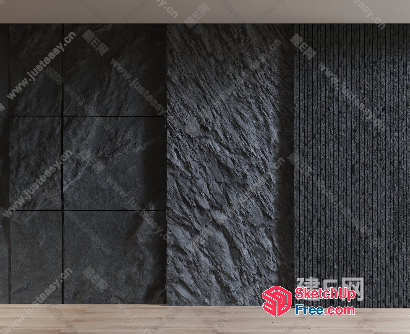 Black Textured Wall Panels 3D SketchUp File