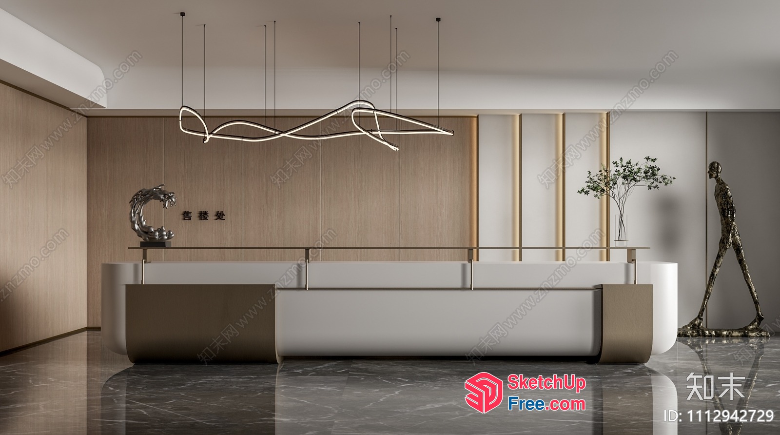 Modern Minimalist Office Reception Area 3D SketchUp File