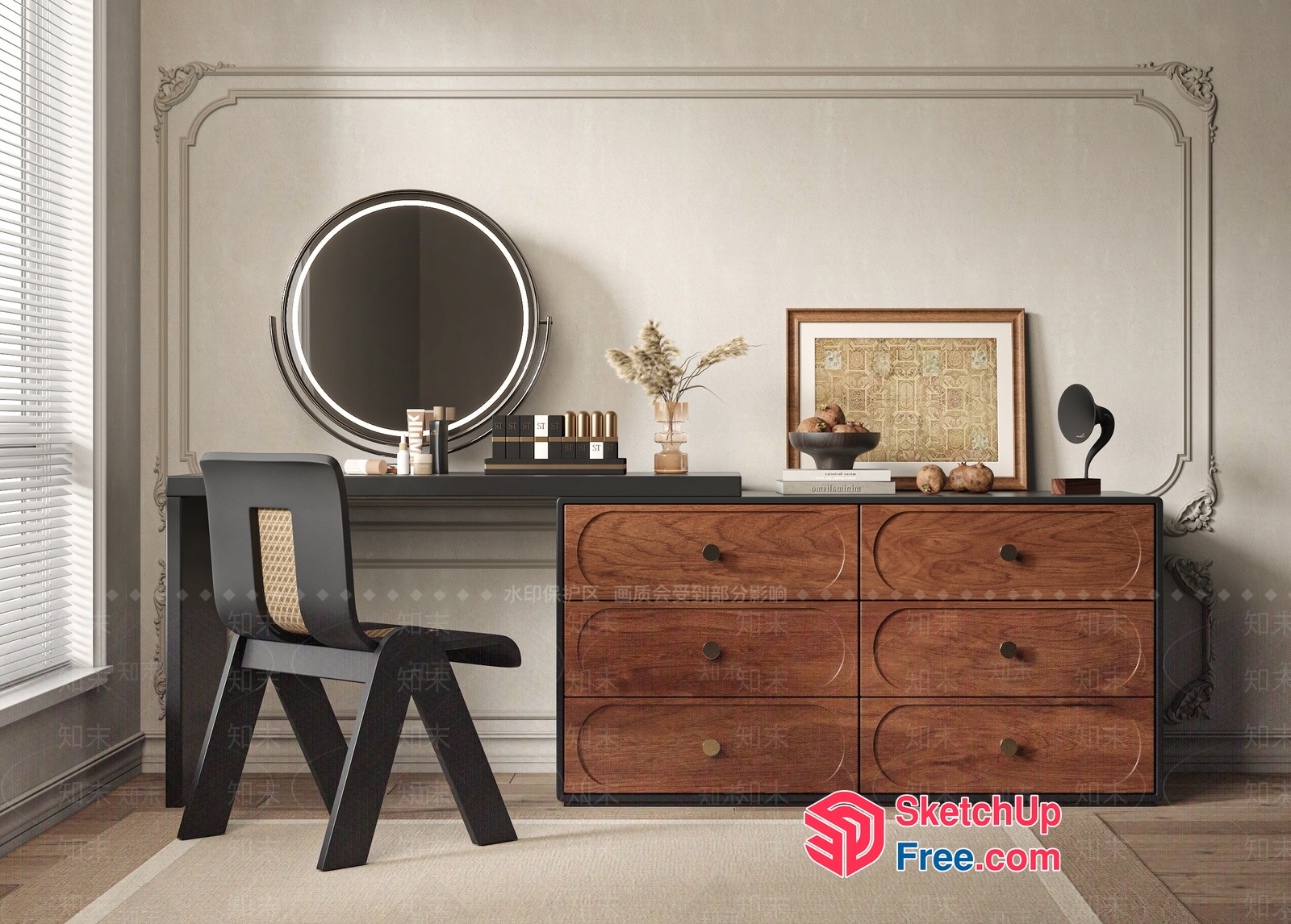 Elegant Modern Home Office Interior Design 3D SketchUp File