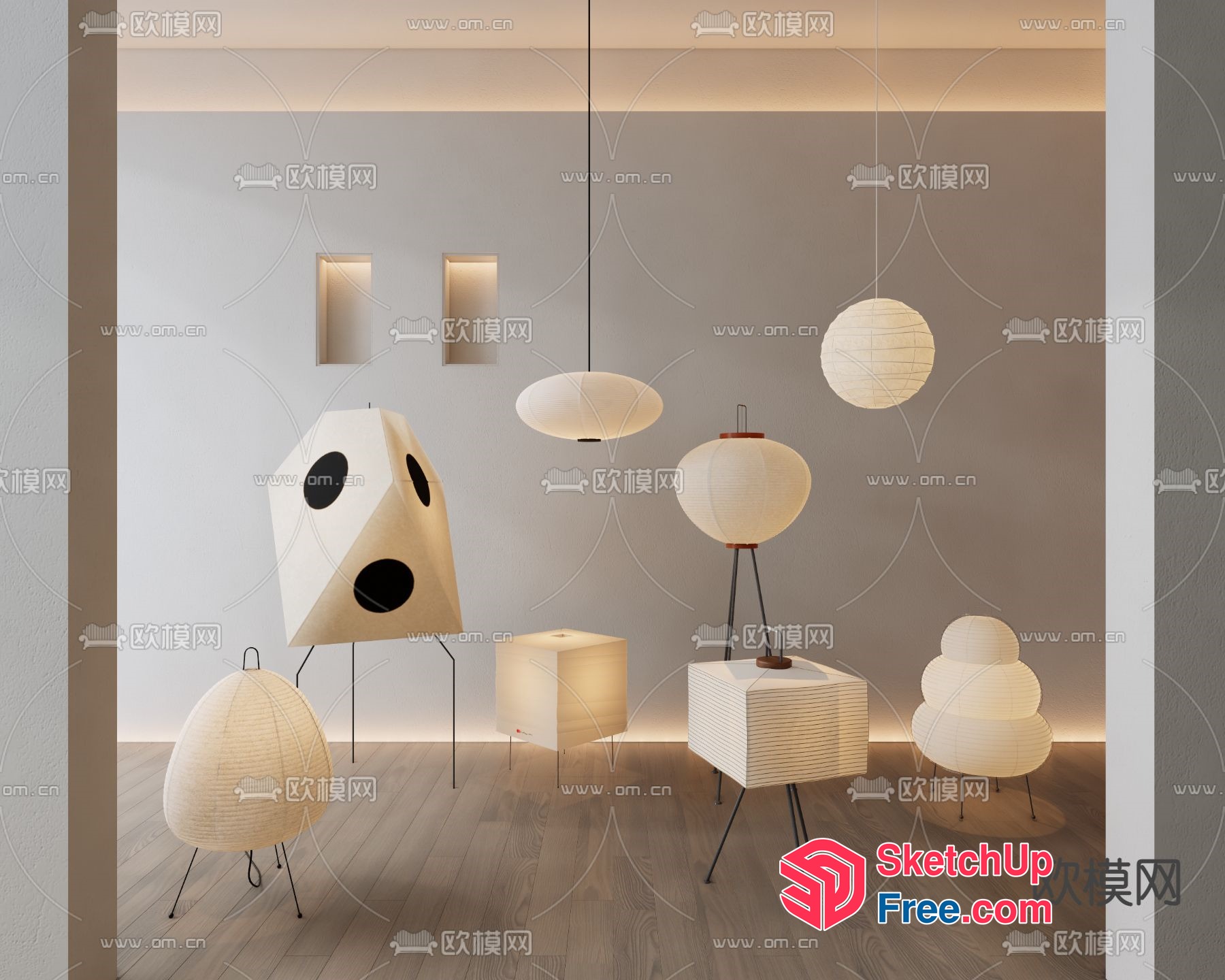 Modern Minimalist Japanese Style Decorative Lighting Fixtures 3D SketchUp File