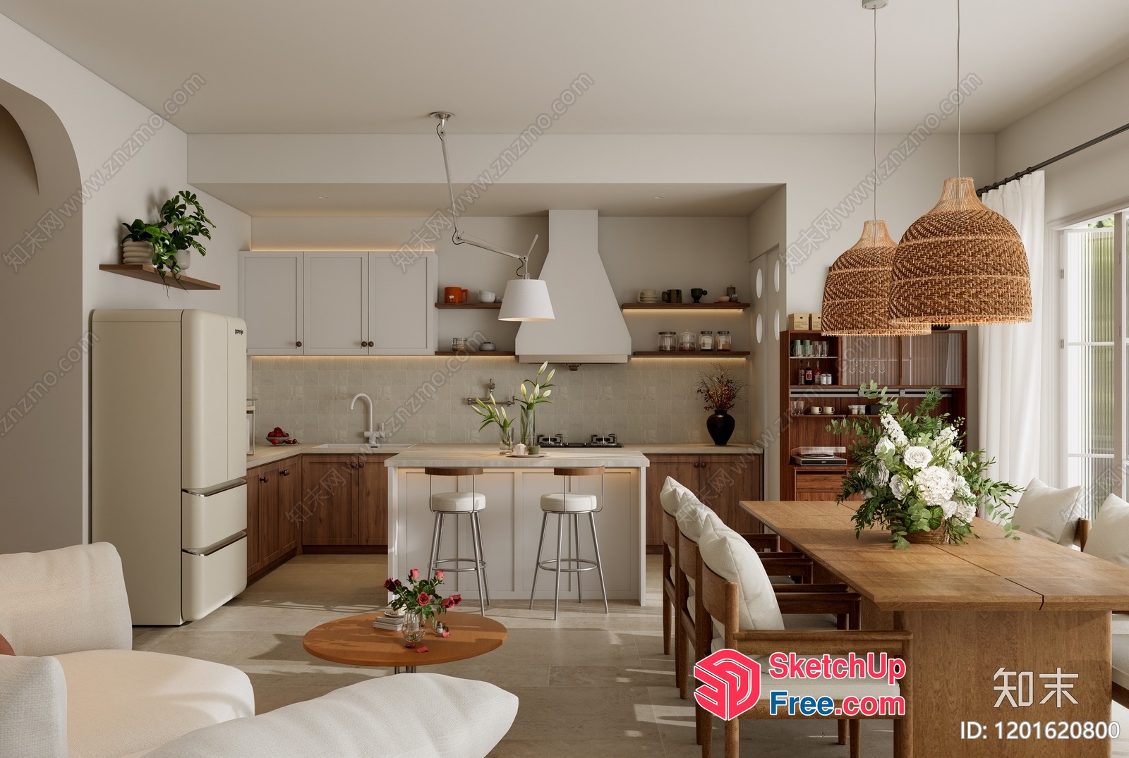 Elegant And Modern Kitchen And Dining Area 3D SketchUp File