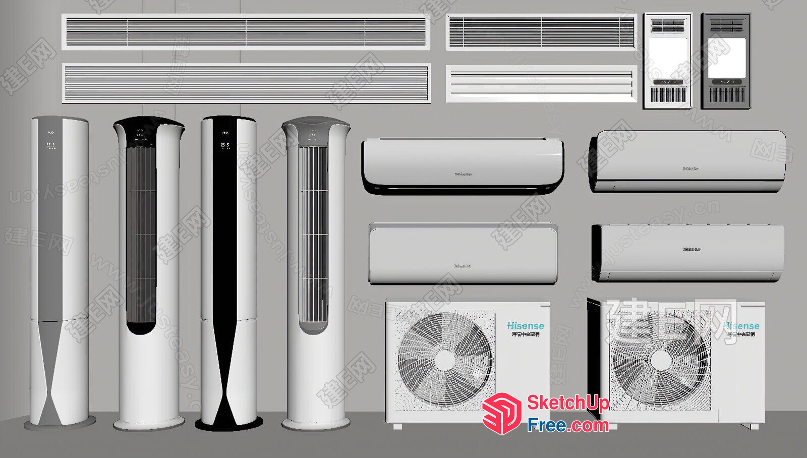 Various Air Conditioning Units And Fans 3D SketchUp File