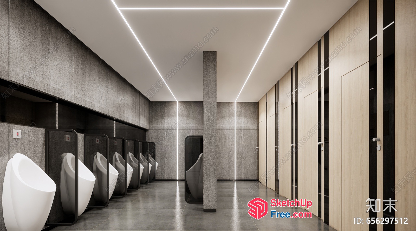 Modern Urinals And Washrooms In A Sleek, Minimalist Setting 3D SketchUp File