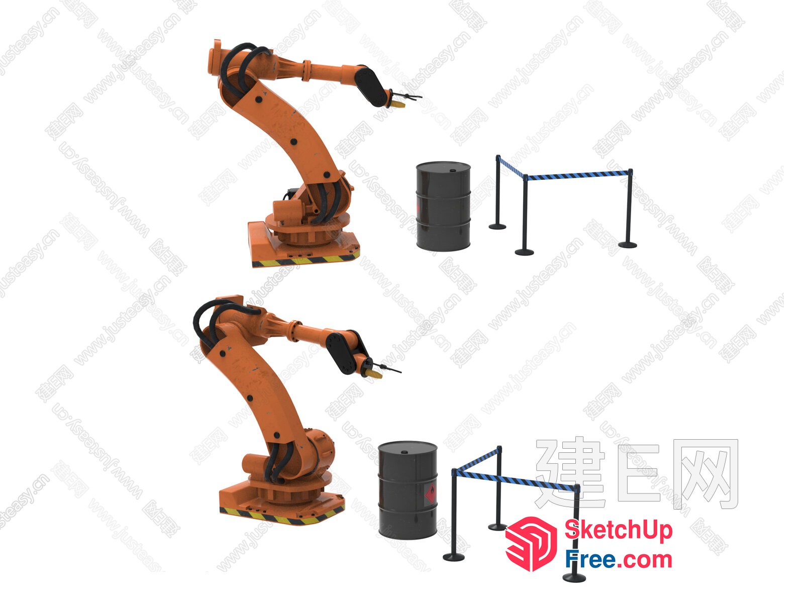 Industrial Robotic Arms And Safety Barriers 3D SketchUp File